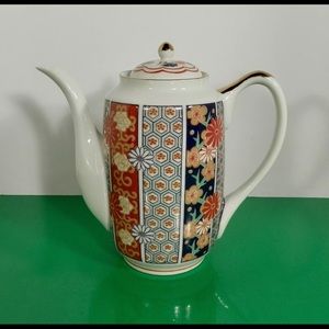Arita Imari Fan Japan China Teapot & Lid porcelain